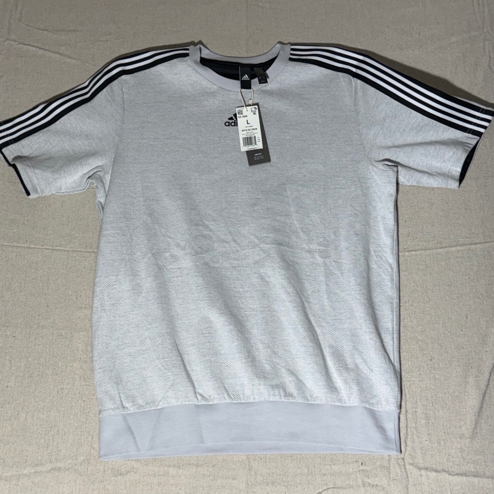 Adidas M PG SS Crew Short Sleeve Sweatshirt White Melange GE1859 Mens L